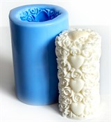 Цилиндр из роз и сердец 3D силиконовая форма 152286